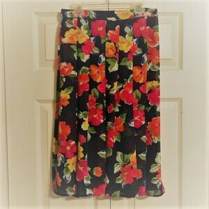 LIZ CLAIBORNE Size 4 Floral Skirt Blue Orange Green Y2K Grannycore Cottagecore
